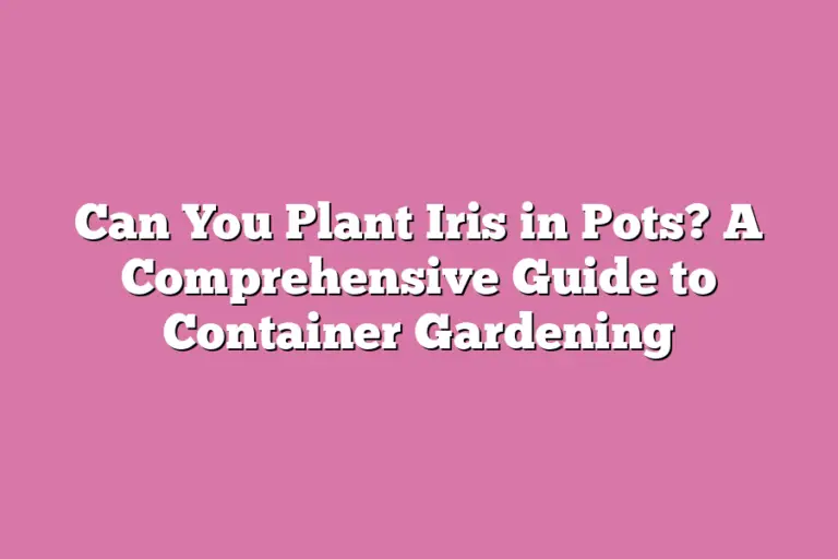 Can You Plant Iris in Pots? A Comprehensive Guide to Container