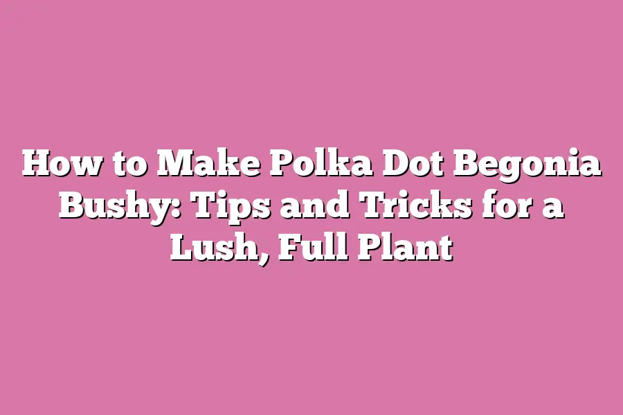How to Make Polka Dot Begonia Bushy: Tips and Tricks for a Lush, Full Plant