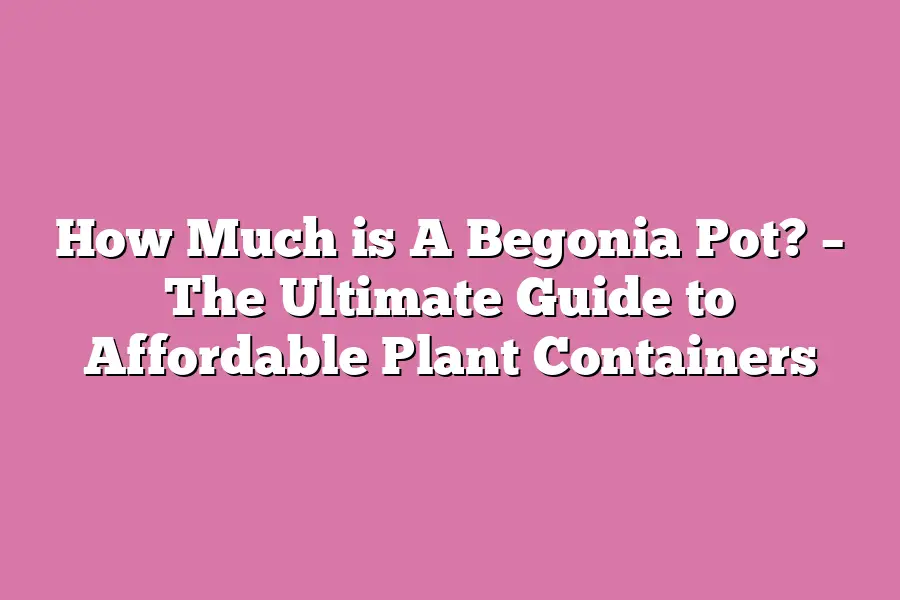 How Much is A Begonia Pot? – The Ultimate Guide to Affordable Plant Containers
